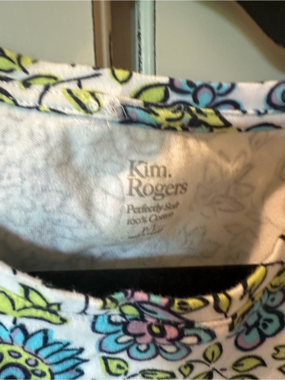 Kim Rogers White Floral Short-Sleeve Tee with Blue, Purple & Green Print - Picture 3 of 4